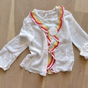 Girls Chloe mini me long sleeve rainbow ruffle top 12 kids preteen NWT